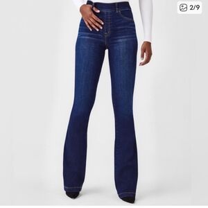 NWT Spanx Tall Flare Dark Blue Jeans Long New With Tags Women's Medium